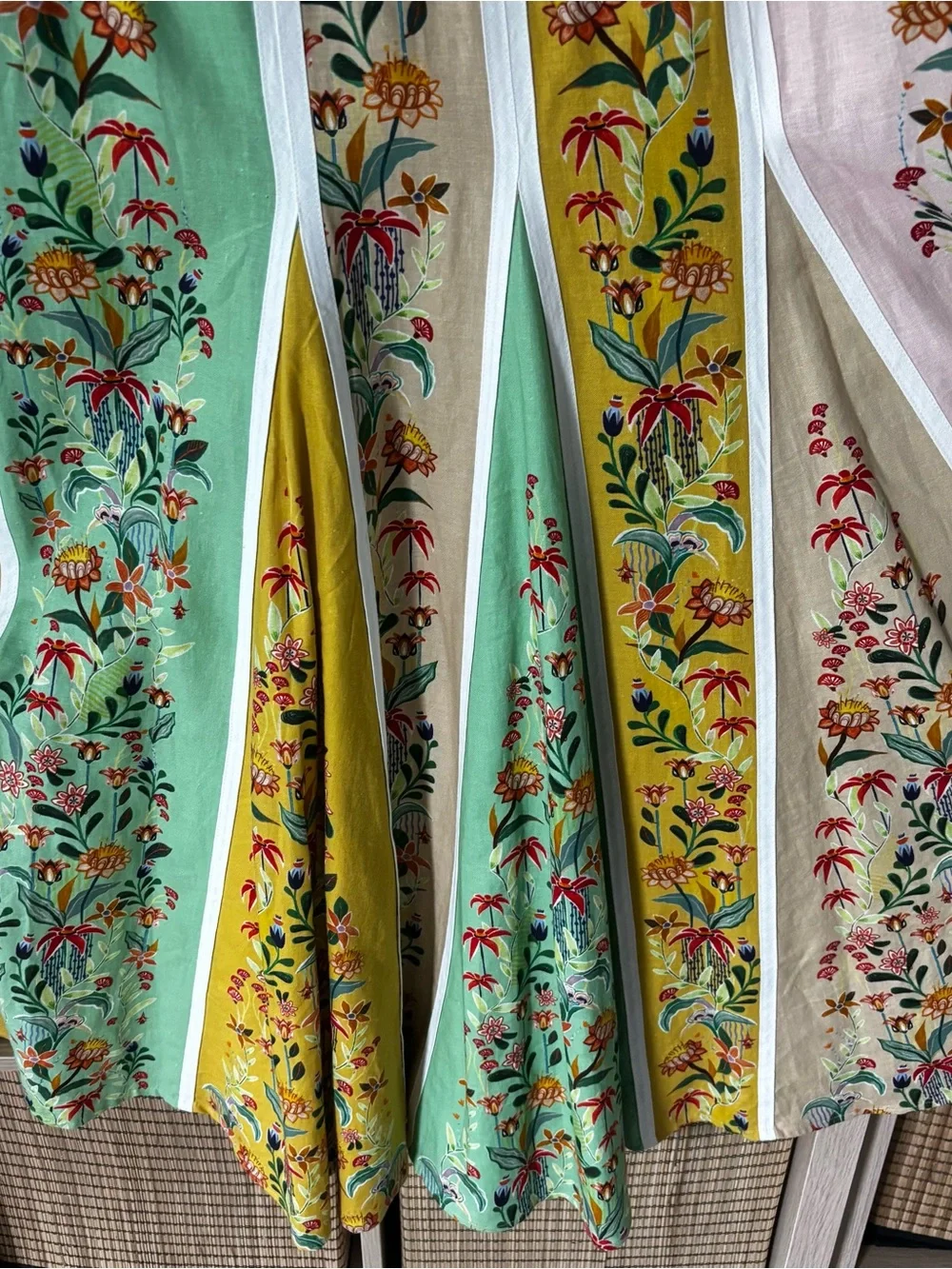 FARM Rio Yellow, Green and Cream Floral Panel Maxi Dress linen M - Picture 8 of 16